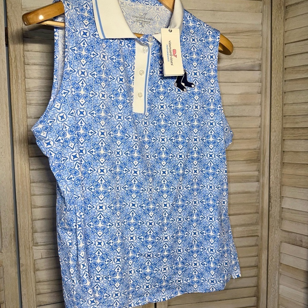 ⚾️ NWT Boston Red Sox Vineyard Vines Performance Sleeveless Polo - XL